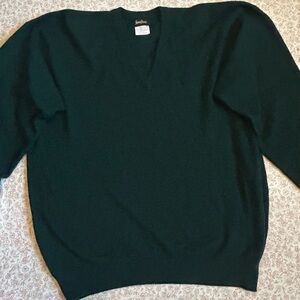 Neiman Marcus Deep Green V-Neck Sweater